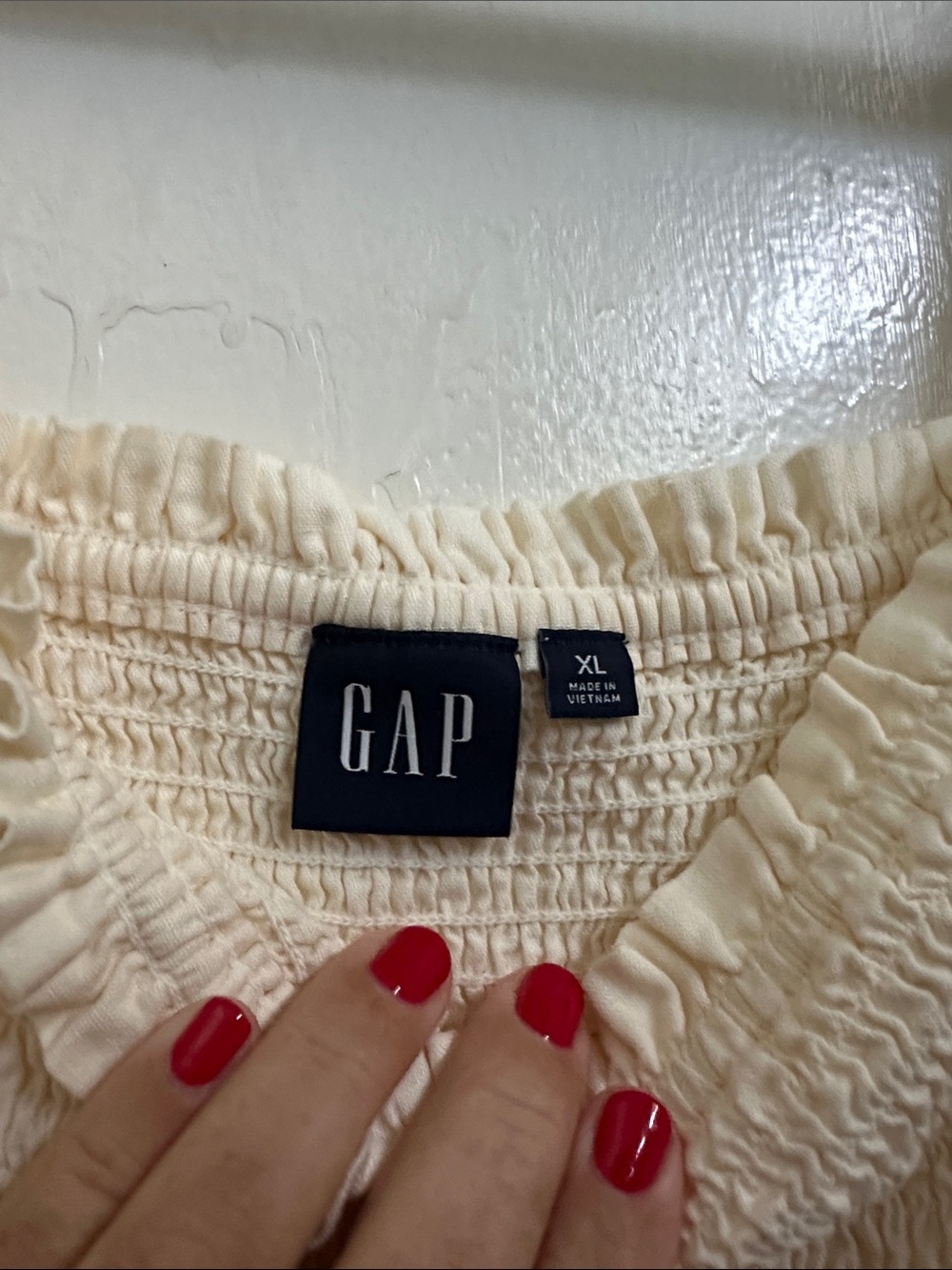 GAP Linen blend Smocked Puff-Sleeve Midi Dress - Picture 4 of 5